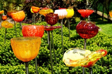 Lava Glass Sculpture Garden Glass Flowers Red